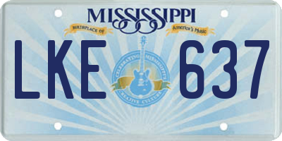 MS license plate LKE637