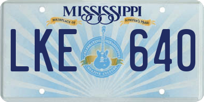 MS license plate LKE640