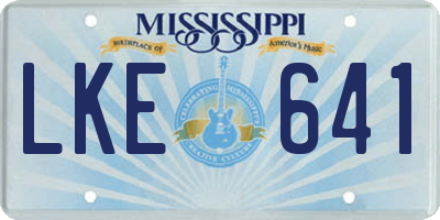 MS license plate LKE641