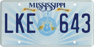 MS license plate LKE643