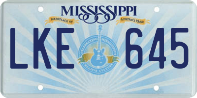 MS license plate LKE645