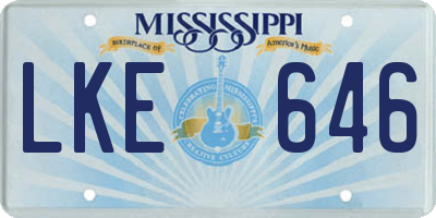 MS license plate LKE646