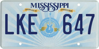 MS license plate LKE647