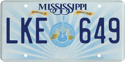 MS license plate LKE649