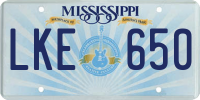MS license plate LKE650