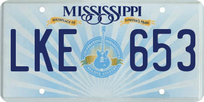 MS license plate LKE653