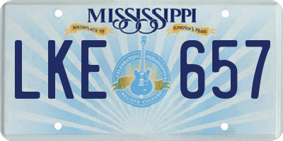 MS license plate LKE657