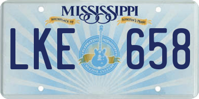 MS license plate LKE658