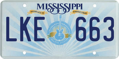 MS license plate LKE663