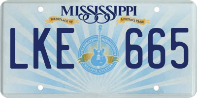 MS license plate LKE665