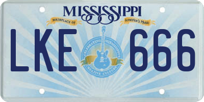 MS license plate LKE666