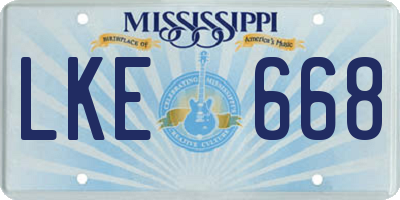 MS license plate LKE668