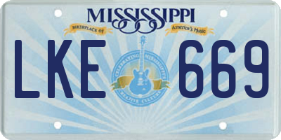 MS license plate LKE669