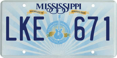 MS license plate LKE671