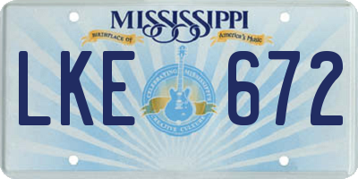 MS license plate LKE672