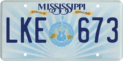 MS license plate LKE673