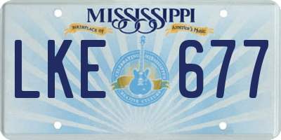 MS license plate LKE677