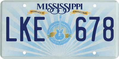 MS license plate LKE678