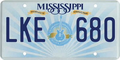MS license plate LKE680