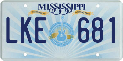 MS license plate LKE681