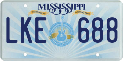 MS license plate LKE688