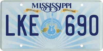 MS license plate LKE690