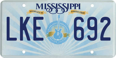 MS license plate LKE692