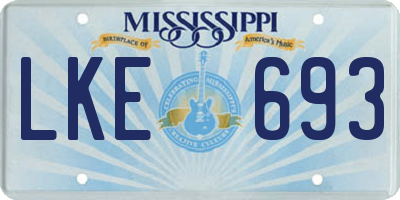 MS license plate LKE693