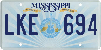MS license plate LKE694