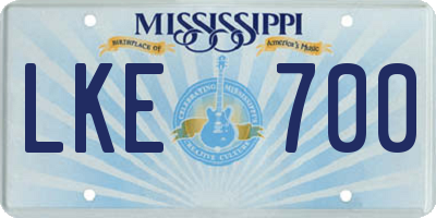 MS license plate LKE700