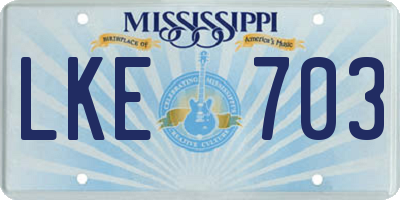 MS license plate LKE703