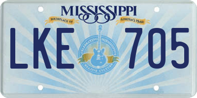 MS license plate LKE705