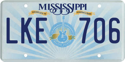 MS license plate LKE706