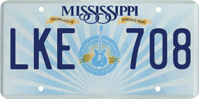 MS license plate LKE708