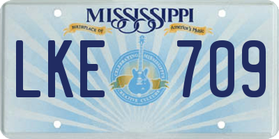 MS license plate LKE709