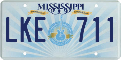 MS license plate LKE711
