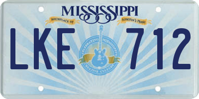 MS license plate LKE712