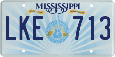 MS license plate LKE713