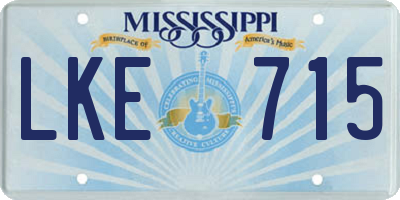 MS license plate LKE715