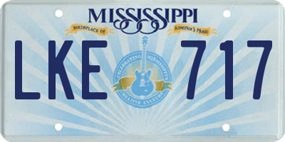 MS license plate LKE717