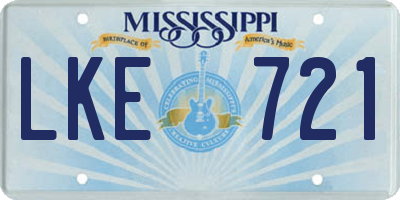 MS license plate LKE721