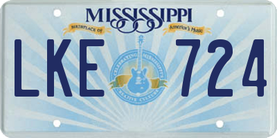 MS license plate LKE724