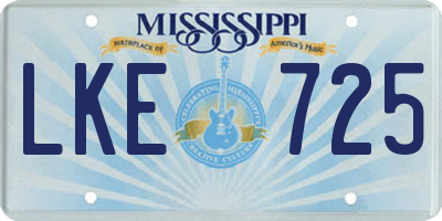 MS license plate LKE725