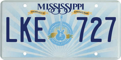 MS license plate LKE727