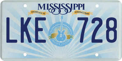 MS license plate LKE728