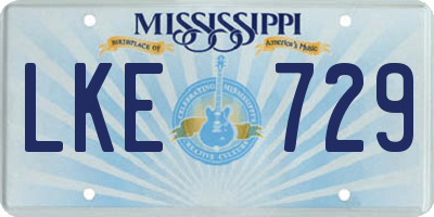 MS license plate LKE729