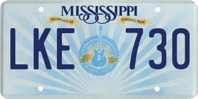 MS license plate LKE730