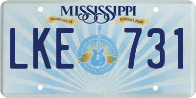 MS license plate LKE731