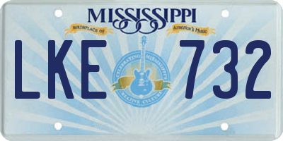 MS license plate LKE732
