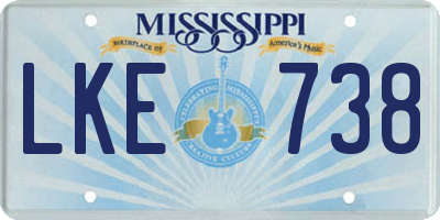 MS license plate LKE738